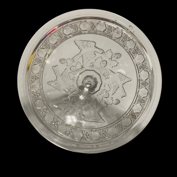 Antique EAPG Indiana Glass Bird & Strawberry Covered Compote High Standard - Picture 10 of 11